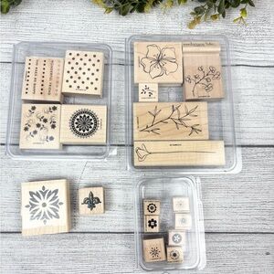Stampin’ Up! Floral and Patterned Wooden Stamps Set Vintage Retired Sets